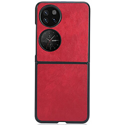 Coque en TPU + PU texture litchi, anti-rayures rouge pour Huawei P50 Pocket