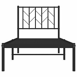 Maison Chic Cadre/structure de lit métal et tête de lit pour adulte - Lit Moderne Chambre noir 75x190 cm -MN99711 pas cher