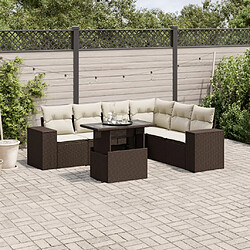 vidaXL Salon de jardin avec coussins 7 pcs marron résine tressée