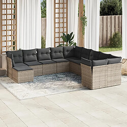 Maison Chic Salon de jardin 11 pcs avec coussins | Ensemble de Table et chaises | Mobilier d'Extérieur gris résine tressée -GKD54029