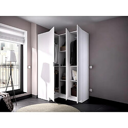 Vente-Unique Armoire d'angle 3 portes - L132 cm - Blanc - LISTOWEL