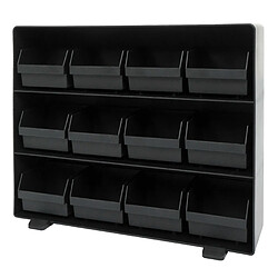 Mendler Porte-sachets de thé HWC-M10, boîte de rangement, rangement de thé, 12 compartiments amovibles, 30x33x8cm noir