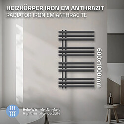 LuxeBath Iron EM Design Radiateur Sèche-Serviettes - 600 x 1000 mm - Anthracite