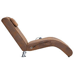 Avis vidaXL Chaise longue de massage avec oreiller Marron Similicuir daim