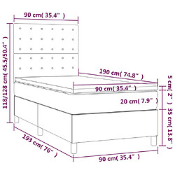 vidaXL Sommier à lattes de lit et matelas et LED Gris clair 90x190 cm pas cher