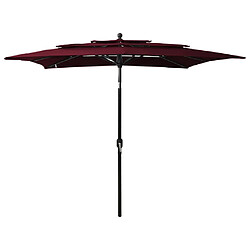 ComfortXL Parasol à 3 Niveaux Avec Mât En Aluminium Bordeaux 2,5x2,5 M