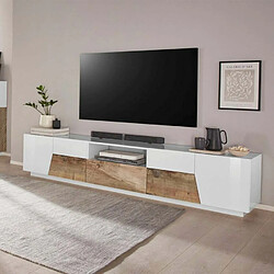 Ahd Amazing Home Design Meuble TV 220x43cm mur bois blanc salon moderne Fergus Wood