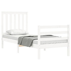 Acheter Maison Chic Cadre/structure de lit avec tête de lit pour adulte - Lit Moderne Chambre blanc petit simple bois massif -MN83196