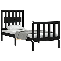 Avis Maison Chic Cadre/structure de lit avec tête de lit pour adulte - Lit Moderne Chambre noir petit simple bois massif -MN61197