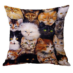 Housse de coussin taie d'oreiller motif animal pour chat voiture canapé 50x50cm