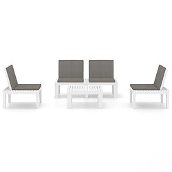 Avis Maison Chic Salon de jardin 4 pcs + coussins - Mobilier/Meubles de jardin - Table et chaises d'extérieur Plastique Blanc -MN21127