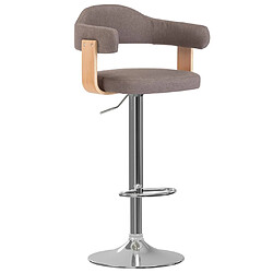 vidaXL Tabourets de bar lot de 2 taupe bois courbé et tissu