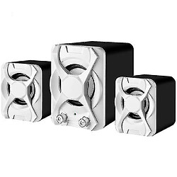 Universal Haut-parleurs de subwoofer informatiques câblés 5W + 3W * 2 Set Bass Loudspeaker | Enceintes d'ordinateur (blanc)