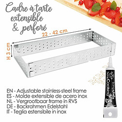 Scrapcooking Cadre à tarte rectangulaire extensible en inox 22/42 cm + Stylo glaçage noir