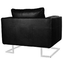 Acheter Helloshop26 Fauteuil chaise siège lounge design club sofa salon cube avec pieds chromés cuir synthétique noir 1102044/3