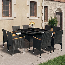 vidaXL Ensemble à manger de jardin 9 pcs Résine tressée et acacia Noir