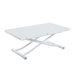 Inside 75 Table basse relevable extensible TRENDY blanc brillant