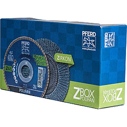 Pferd Polifan-Z-BOX - 10 x disques à lamelles 115 mm, Z60, alésage 22,23 mm, 69300937 - pour une performance de coupe élevée et une longue durée de vie sur acier et acier inoxydable (INOX)