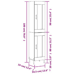 vidaXL Buffet haut Sonoma gris 34,5x34x180 cm Bois d'ingénierie pas cher