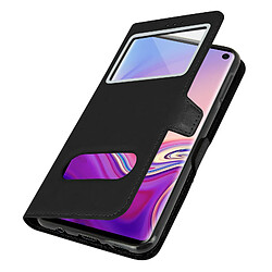 Avizar Etui Samsung Galaxy S10 Housse Folio Double Fenêtre Fonction Support noir