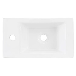 ML-Design Lavabo en Céramique Blanc Brillant, 46x26x11 cm, Forme Anguleux, Montage Mural/Á Poser, Trou de Robinet à Droite, Moderne, Lavabo à Main, Lavabo de Comptoir Élégant, pour Salle de Bain/WC