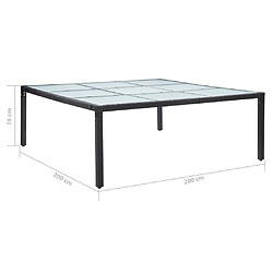 Acheter vidaXL Table à dîner de jardin Noir 200x200x74 cm Résine tressée