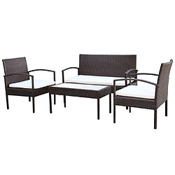 Maison Chic Salon de jardin 4 pcs + coussins - Mobilier/Meubles de jardin - Table et chaises d'extérieur Résine tressée Marron -MN96917