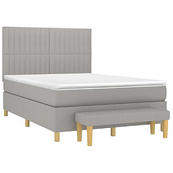 Avis Maison Chic Lit Adulte - Lit simple Lit à sommier tapissier avec matelas moelleux - Meuble de Chambre - Gris clair 140x190cm Tissu -MN54305