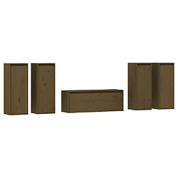 vidaXL Meubles TV 5 pcs Marron miel Bois massif de pin