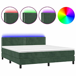 Sommier à lattes LED,Cadre à lattes de lit avec matelas pour Adulte Vert foncé 160x200 cm -MN15507