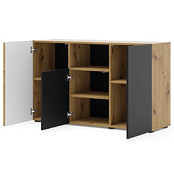 Bestmobilier Ozzy - buffet bas - bois et noir - 135 cm