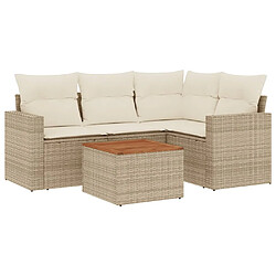 vidaXL Salon de jardin avec coussins 5 pcs beige résine tressée