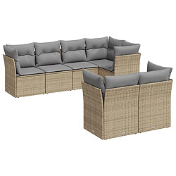 Maison Chic Salon de jardin avec coussins 7 pcs | Ensemble de Table et chaises | Mobilier d'Extérieur beige résine tressée -GKD96156