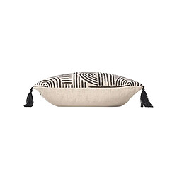 Douceur D'Interieur Coussin déhoussable ESTERO - Polycoton imprimé - 45 x 45 cm - Ecru et noir