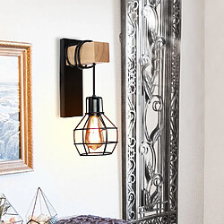 Stoex 2x E27 Applique murale en fer bois luminaire , Créative Lustre suspension rétro cage en forme diamant moderne salon chambre cuisine n