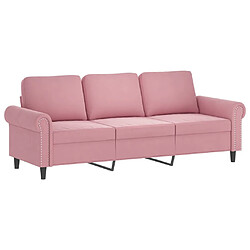 Avis vidaXL Canapé 3 places avec oreillers décoratifs rose 180 cm velours