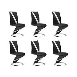 Acheter Vente-Unique Lot de 6 chaises TWIZY - Simili noir & blanc