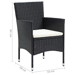 vidaXL Ensemble à dîner de jardin avec coussins 5 pcs poly rotin noir pas cher