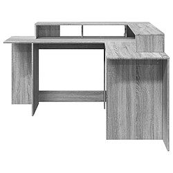 Avis Helloshop26 Bureau table poste de travail meuble d'ordinateur informatique étude et lumières LED sonoma 152 x 152 x 91cm bois ingénierie gris 02_0023808