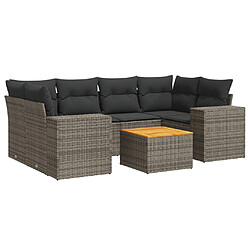 vidaXL Salon de jardin avec coussins 7 pcs gris résine tressée