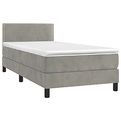 Avis vidaXL Sommier à lattes de lit avec matelas et LED Gris clair 90x200cm