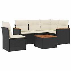 Maison Chic Ensemble Tables et chaises d'extérieur 6pcs avec coussins,Salon de jardin noir résine tressée -GKD171163