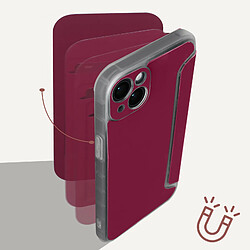 Avizar Etui pour iPhone 14 Clapet Magnétique Porte Carte série Piano Book bordeaux pas cher