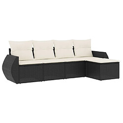 vidaXL Salon de jardin 5 pcs avec coussins noir résine tressée