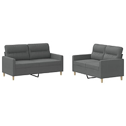 Maison Chic Ensemble de canapés 2 pcs avec coussins, Canapé droit Sofa pour Salon Gris foncé Tissu -GKD140592