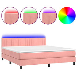 vidaXL Sommier à lattes de lit avec matelas et LED Rose 180x200 cm