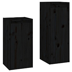 Maison Chic Meubles TV 2 pcs pour salon Noir Bois massif de pin -MN21745