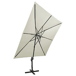 Maison Chic Parasol Jardin | Parasol déporté avec mat et lumières LED Sable 300 cm - GKD45945