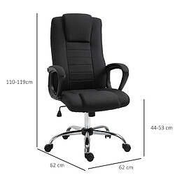 Avis Homcom Fauteuil de bureau chaise pivotante réglable roulettes lin 62 x 62 x 110-119 cm noir