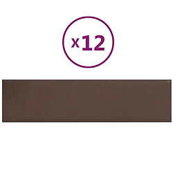 vidaXL Panneaux muraux 12 pcs Marron 60x15 cm Similicuir 1,08 m²